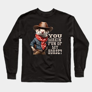 Funny animal weasel cowboy horse western American west Long Sleeve T-Shirt